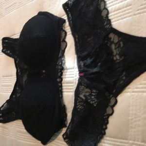Black lace bra and lace panties